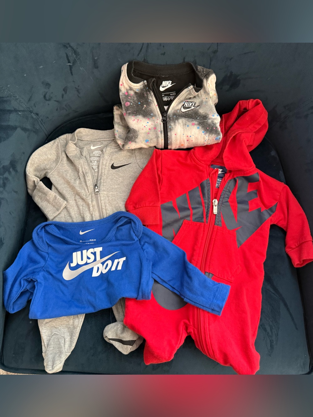 Nike Kids Red and Blue Bodysuit & Tops Set with Gray and Black Accents